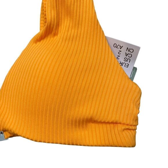 New With Tags H&M Ribbed Orange Push Up‎ Padded Bikini Top Size 2 - Picture 3 of 12